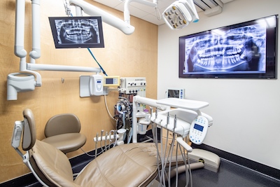 View of dentist chair where cosmetic dentistry treatment is performed to Anchorage AK residents.